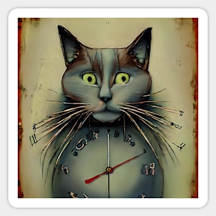 Cat clock Sticker